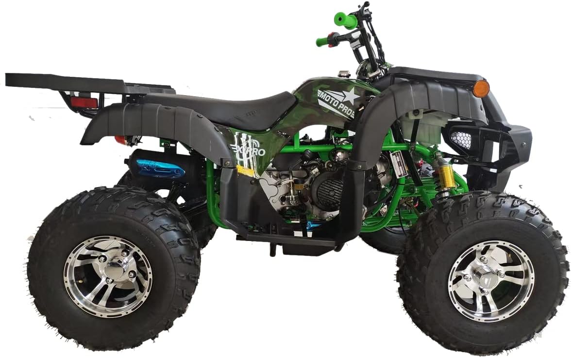 X-PRO 200 Utility ATV with Automatic Transmission w/Reverse, LED Headlight, Big 23"/22" Aluminium Rim Wheels! (Factory Package, Green Camo)