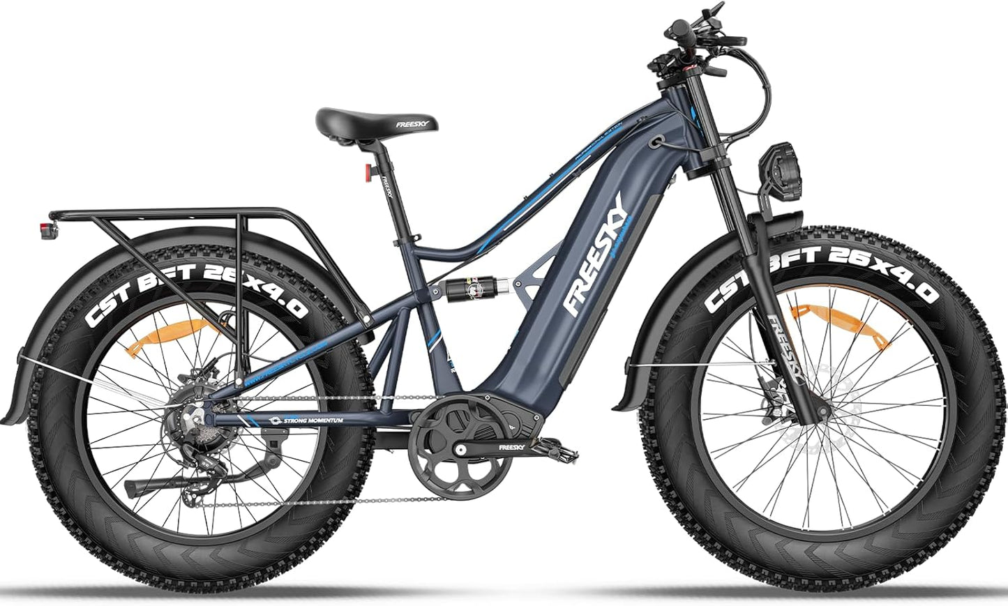 FREESKY 2025 Upgraded Dual Battery 48V 41AH Peak 2500W Motor 90-160 Miles Long Range Electric Bike for Adults 38MPH+ 26" Fat Tire Full Suspension EBike with Dual Hydraulic Brakes