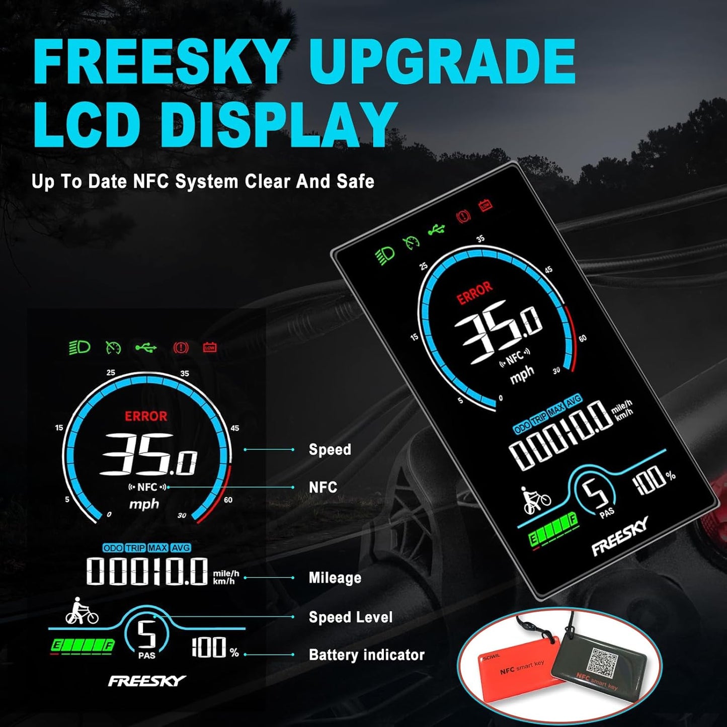 FREESKY 2025 Upgraded Dual Battery 48V 41AH Peak 2500W Motor 90-160 Miles Long Range Electric Bike for Adults 38MPH+ 26" Fat Tire Full Suspension EBike with Dual Hydraulic Brakes