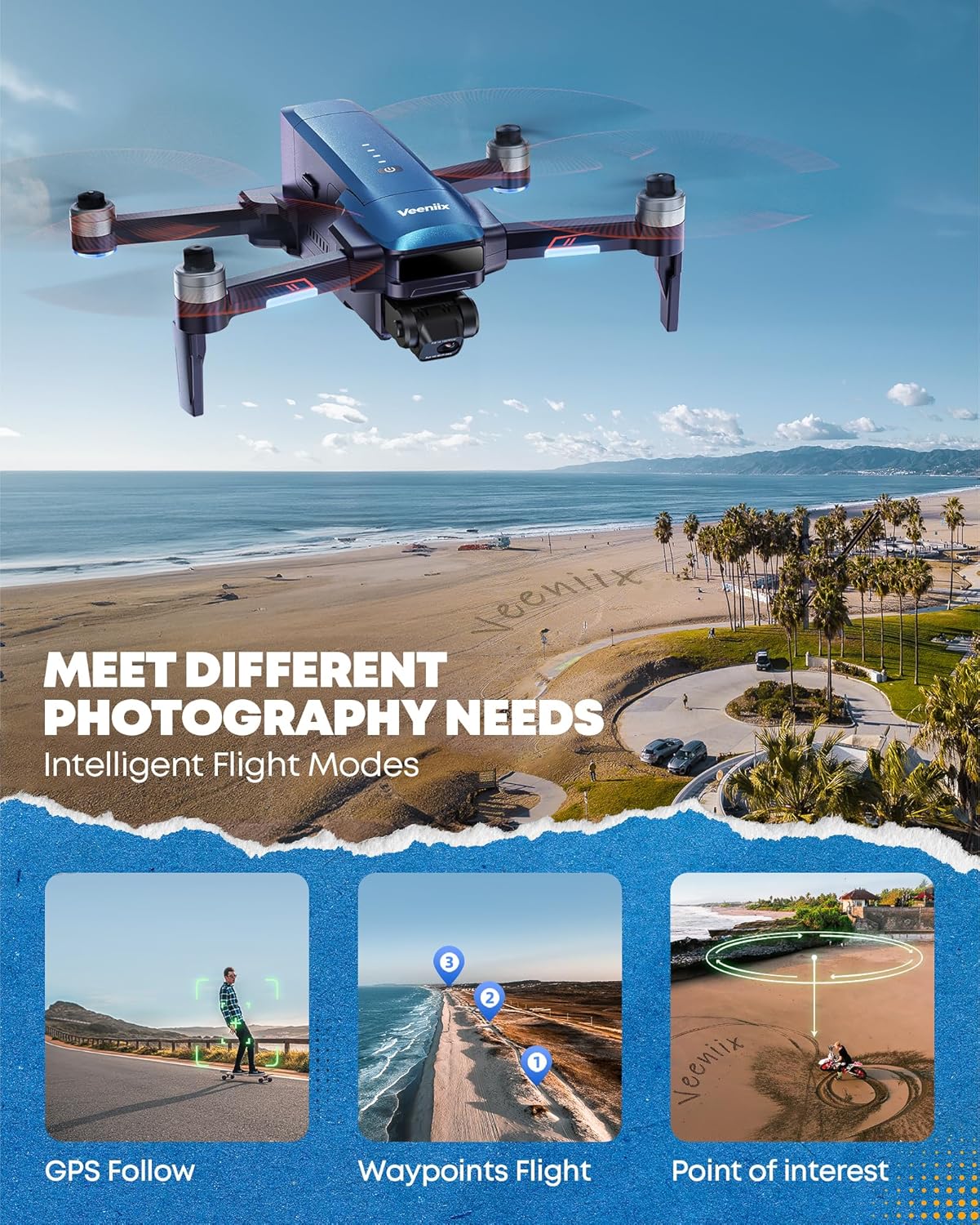 Drones with Camera for Adults 4K, 70Min Long Flight Time, Gimbal & EIS 4K/30FPS Professional Drone, 3KM Long Range, GPS Auto Return, Easy App-Controlled, Integrated FAA Remote ID