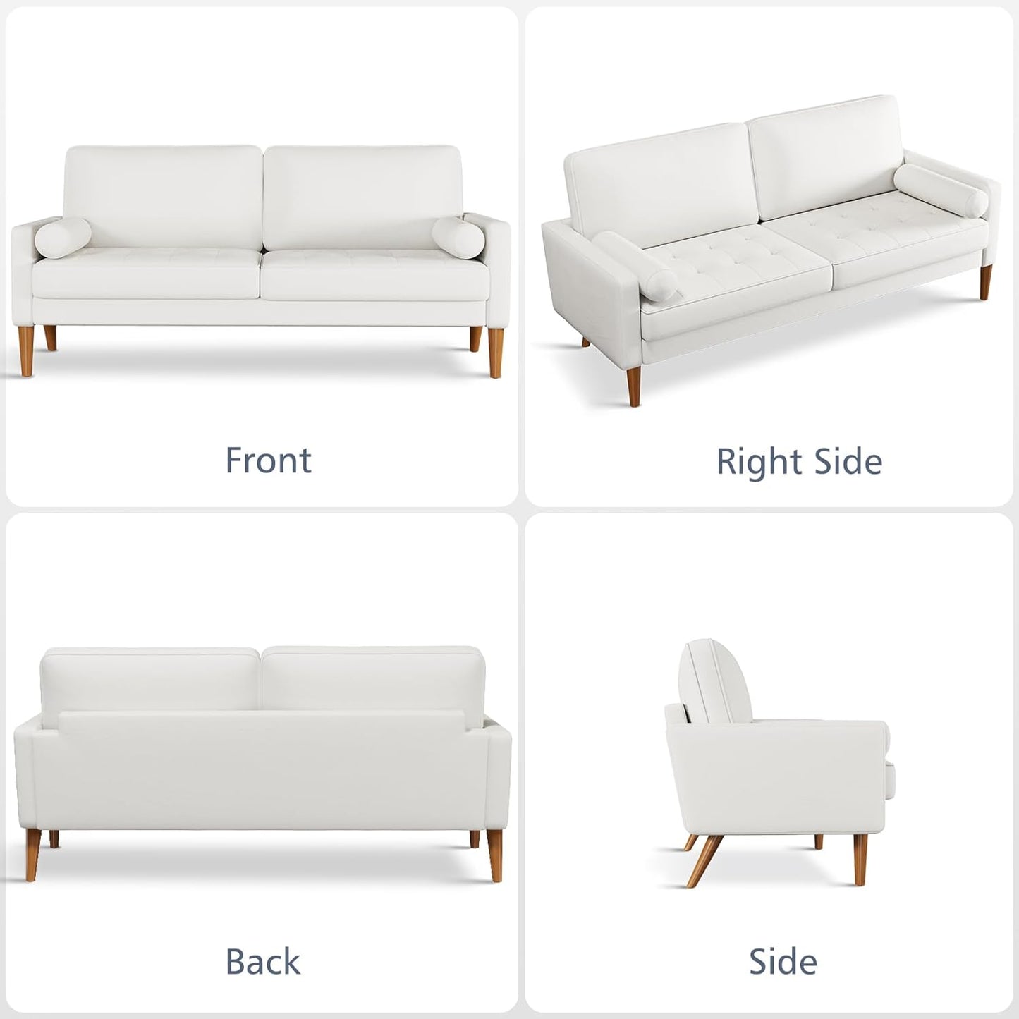 68" Beige Velvet Couch, Comfy Sofa Couch with Spring Cushions, Loveseat Sofa for Bedroom, Sturdy Wooden Small Couch for Small Spaces, Modern 3 Seater Sofa with Tufted Seat, Living Room Couch