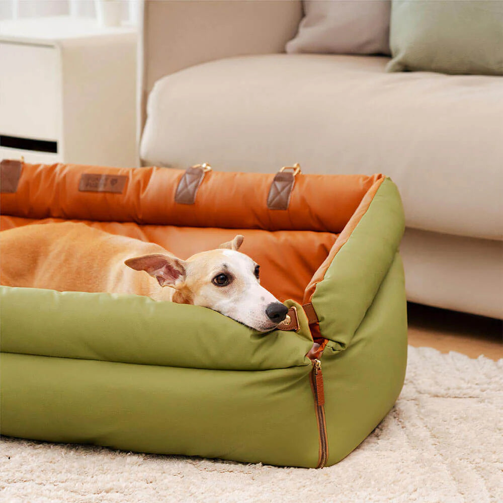 Big Sale - Faux Leather Dog Car Seat Booster Bed