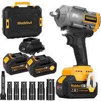 【Black Friday Deal】 12ooN.m Cordless Impact Wrench, 885Ft-lbs 1/2 inch Electric Impact Gun, High Torque Brushless Impact Wrench 2x 4.0Ah Battery, Fast Charger & 6 Sockets