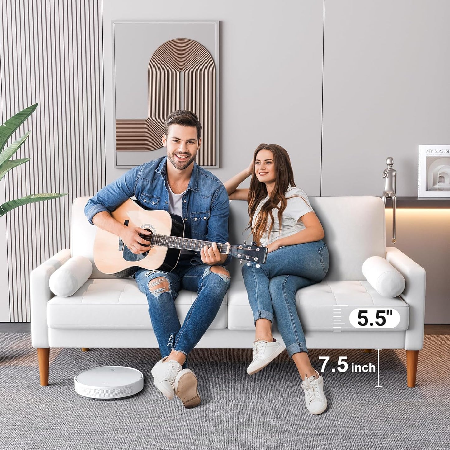 68" Beige Velvet Couch, Comfy Sofa Couch with Spring Cushions, Loveseat Sofa for Bedroom, Sturdy Wooden Small Couch for Small Spaces, Modern 3 Seater Sofa with Tufted Seat, Living Room Couch