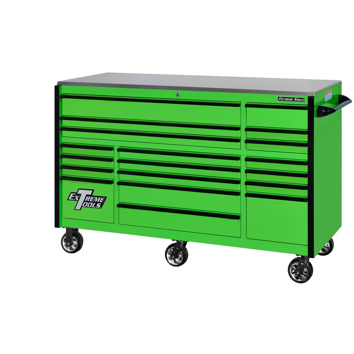 Extreme Tools 72″ x 30″, 19 Drawer Roller Cabinet with 250 lbs. drawer slides, RX 250 Series