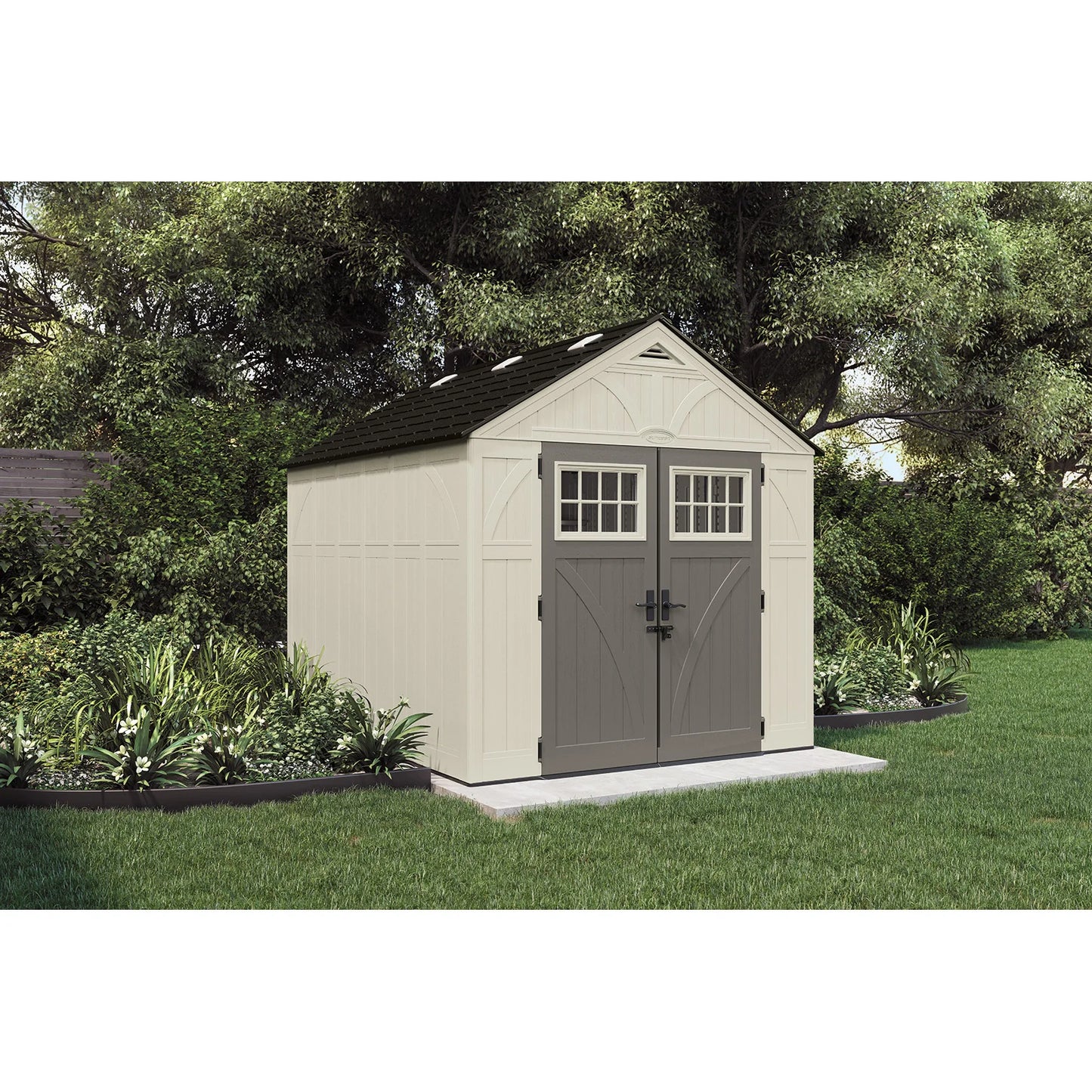 Suncast Outdoor Vanilla 8 ft. W x 10 ft. D Resin Storage Shed