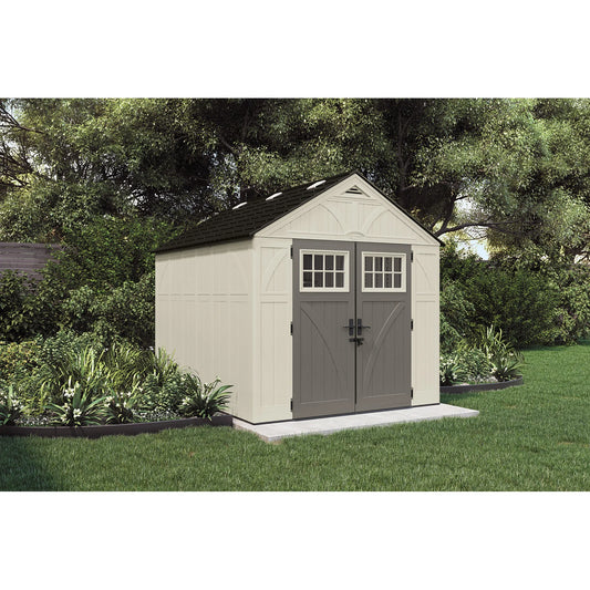 Suncast Outdoor Vanilla 8 ft. W x 10 ft. D Resin Storage Shed