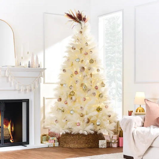 Best Choice Products Premium Artificial Pampas Christmas Trees, Multiple Colors & Sizes,Holiday Décor with Foldable Metal Base