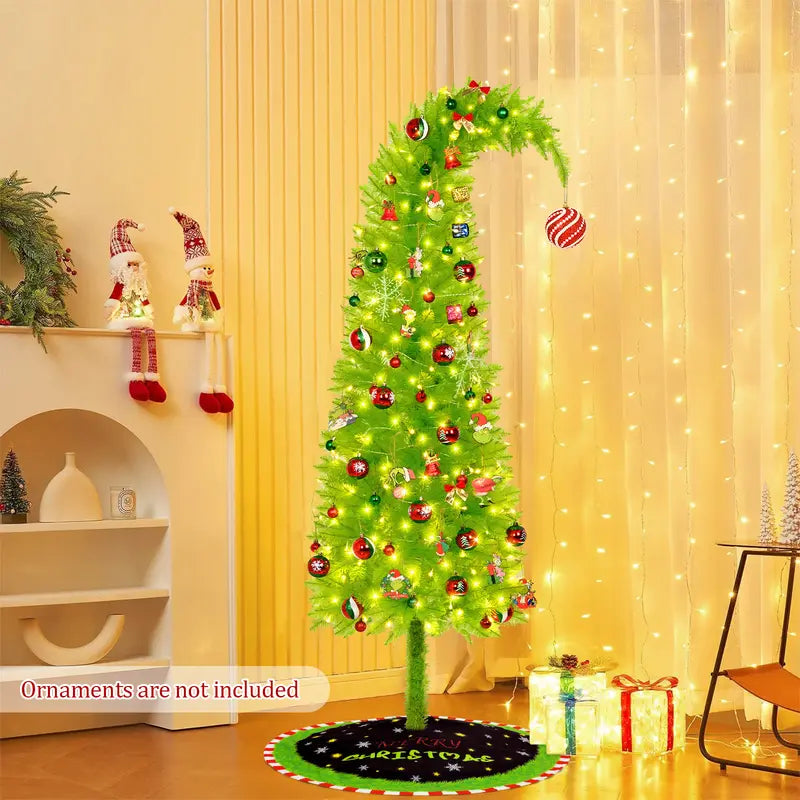 2025 New Flocked Green Christmas Tree 6ft LED Lighting for Home Office & Holiday Parties Cozy Winter Wonderland Decor Ornaments Not Included