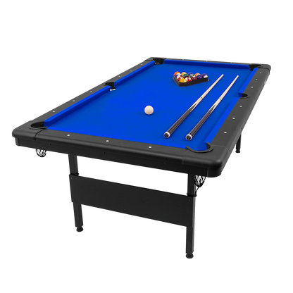 GoSports 7ft Billiards Table – Portable Pool Table – Includes Full Set of Balls, 2 Cue Sticks, Chalk, and Felt Brush