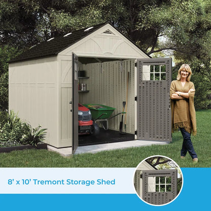 Suncast Outdoor Vanilla 8 ft. W x 10 ft. D Resin Storage Shed