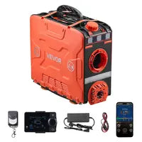 VEVOR 8KW Toolbox Diesel Heater, Upgraded 110V Adapter & CO Alarm, 12-24V All in One Diesel Air Heater, with Bluetooth APP/Remote Control and Display Screen, Fast Heating Portable Diesel Heater for Vehicles and Outdoors