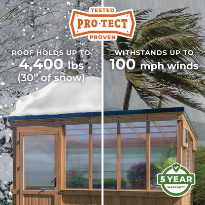 Backyard Discovery Zalie 12' x 7' Cedar Wood and Polycarbonate Walk-In Outdoor Greenhouse Kit with PowerPort