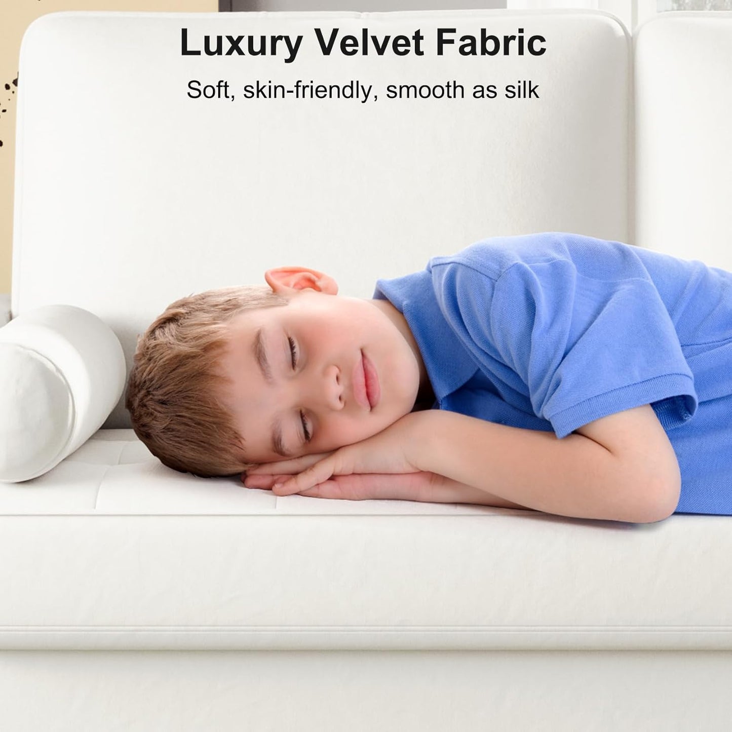 68" Beige Velvet Couch, Comfy Sofa Couch with Spring Cushions, Loveseat Sofa for Bedroom, Sturdy Wooden Small Couch for Small Spaces, Modern 3 Seater Sofa with Tufted Seat, Living Room Couch