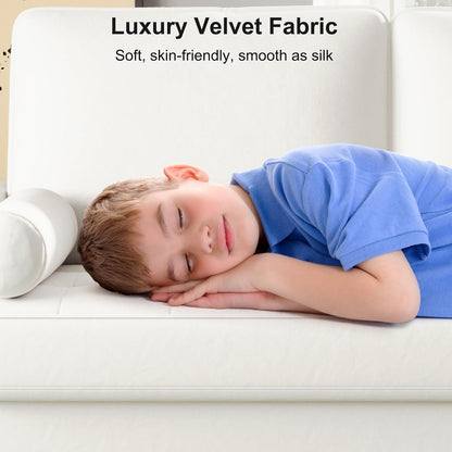 68" Beige Velvet Couch, Comfy Sofa Couch with Spring Cushions, Loveseat Sofa for Bedroom, Sturdy Wooden Small Couch for Small Spaces, Modern 3 Seater Sofa with Tufted Seat, Living Room Couch