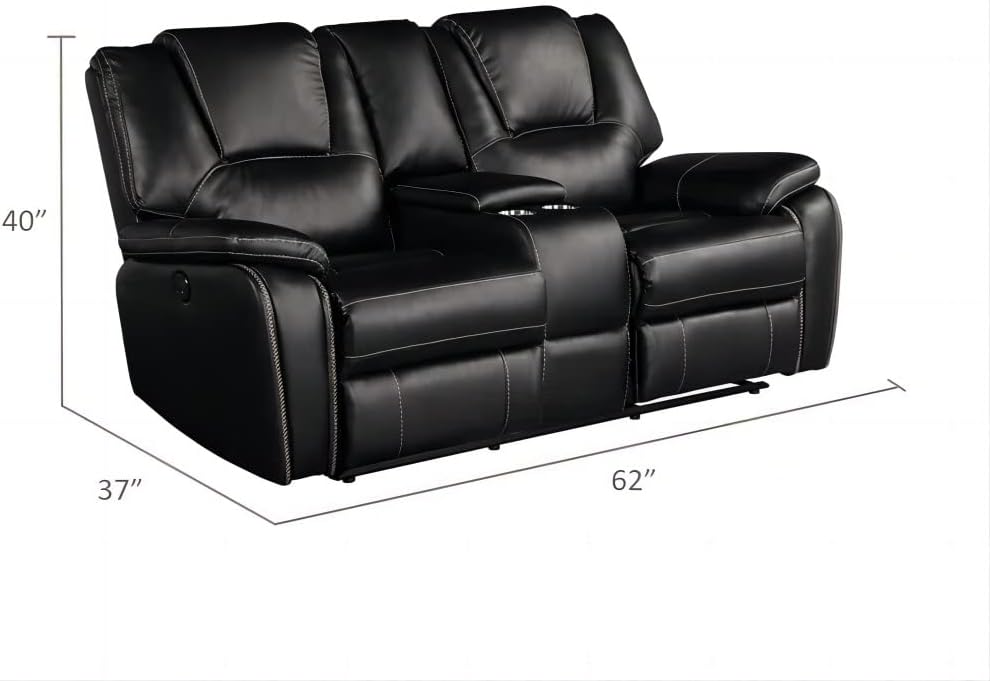 3 Piece Living Room Sofa Set,Bonded Leather Lounge Chair Loveseat Reclining Couch Recliner Sofa Sets,Brown