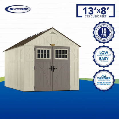 Suncast Outdoor Vanilla 8 ft. W x 10 ft. D Resin Storage Shed