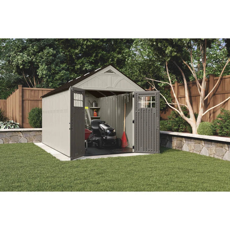 Suncast Outdoor Vanilla 8 ft. W x 10 ft. D Resin Storage Shed