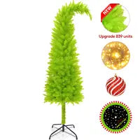 2025 New Flocked Green Christmas Tree 6ft LED Lighting for Home Office & Holiday Parties Cozy Winter Wonderland Decor Ornaments Not Included
