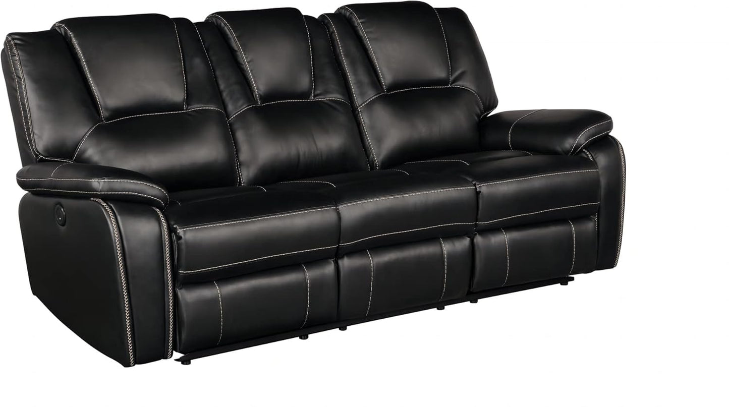 3 Piece Living Room Sofa Set,Bonded Leather Lounge Chair Loveseat Reclining Couch Recliner Sofa Sets,Brown