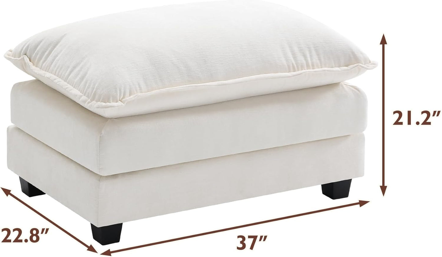 146" U-Shaped Modern Sofa Modular Sectional Cloud Couch with 2 Ottoman, 6-Seat Chenille Deep Seat Sofa with 6 Pillows for Living Room, Bedroom and Apartment, Grey