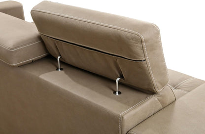 104'' Microfiber L Shaped Sectional Sleeper Sofa Couch with Pull Out Bed and Storage Ottoman, Convertible Couches with Adjustable Headrest for Living Room, Right Facing Chaise. Beige