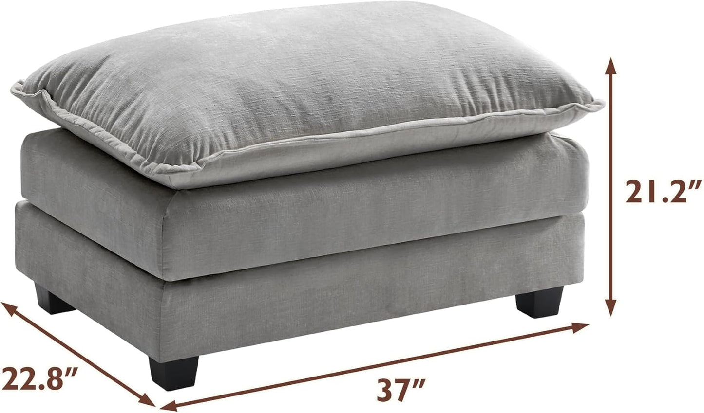 146" U-Shaped Modern Sofa Modular Sectional Cloud Couch with 2 Ottoman, 6-Seat Chenille Deep Seat Sofa with 6 Pillows for Living Room, Bedroom and Apartment, Grey