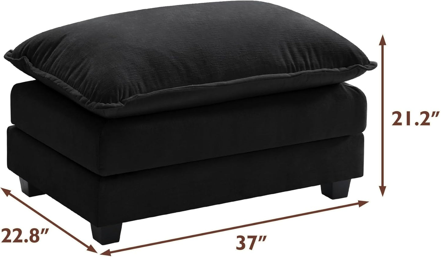 146" U-Shaped Modern Sofa Modular Sectional Cloud Couch with 2 Ottoman, 6-Seat Chenille Deep Seat Sofa with 6 Pillows for Living Room, Bedroom and Apartment, Grey