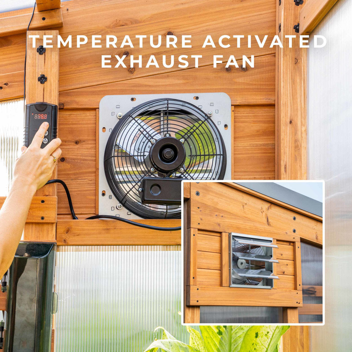 Backyard Discovery Zalie 12' x 7' Cedar Wood and Polycarbonate Walk-In Outdoor Greenhouse Kit with PowerPort