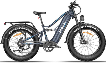 FREESKY 2025 Upgraded Dual Battery 48V 41AH Peak 2500W Motor 90-160 Miles Long Range Electric Bike for Adults 38MPH+ 26" Fat Tire Full Suspension EBike with Dual Hydraulic Brakes
