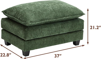 146" U-Shaped Modern Sofa Modular Sectional Cloud Couch with 2 Ottoman, 6-Seat Chenille Deep Seat Sofa with 6 Pillows for Living Room, Bedroom and Apartment, Grey