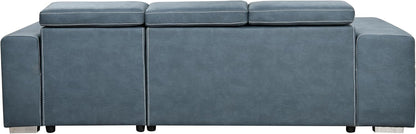 104'' Microfiber L Shaped Sectional Sleeper Sofa Couch with Pull Out Bed and Storage Ottoman, Convertible Couches with Adjustable Headrest for Living Room, Right Facing Chaise. Beige