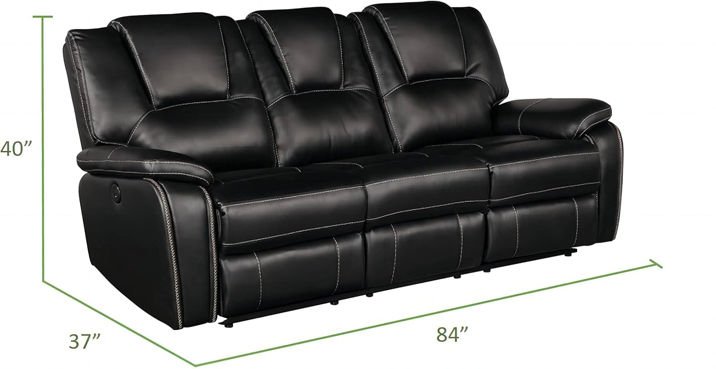 3 Piece Living Room Sofa Set,Bonded Leather Lounge Chair Loveseat Reclining Couch Recliner Sofa Sets,Brown