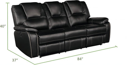 3 Piece Living Room Sofa Set,Bonded Leather Lounge Chair Loveseat Reclining Couch Recliner Sofa Sets,Brown