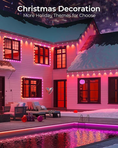 Permanent Outdoor Lights Pro 200ft, Smart RGBCW Eaves Lights with 120 LEDs, IP67 Waterproof, 111 Scene Modes for Daily and Festival, Halloween Christmas Holiday Decor, APP/Voice/Remote Control