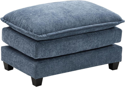 146" U-Shaped Modern Sofa Modular Sectional Cloud Couch with 2 Ottoman, 6-Seat Chenille Deep Seat Sofa with 6 Pillows for Living Room, Bedroom and Apartment, Grey