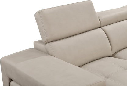 104'' Microfiber L Shaped Sectional Sleeper Sofa Couch with Pull Out Bed and Storage Ottoman, Convertible Couches with Adjustable Headrest for Living Room, Right Facing Chaise. Beige