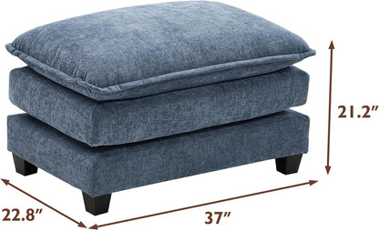 146" U-Shaped Modern Sofa Modular Sectional Cloud Couch with 2 Ottoman, 6-Seat Chenille Deep Seat Sofa with 6 Pillows for Living Room, Bedroom and Apartment, Grey