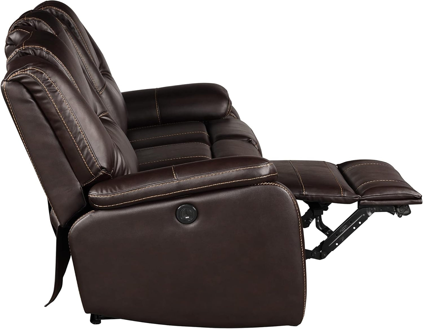 3 Piece Living Room Sofa Set,Bonded Leather Lounge Chair Loveseat Reclining Couch Recliner Sofa Sets,Brown