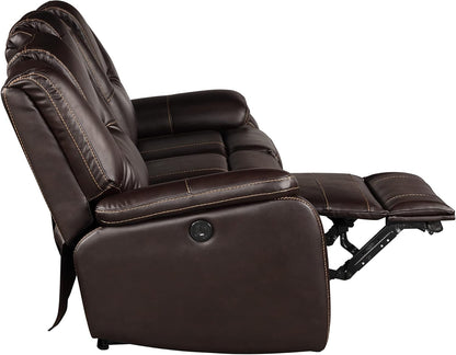 3 Piece Living Room Sofa Set,Bonded Leather Lounge Chair Loveseat Reclining Couch Recliner Sofa Sets,Brown