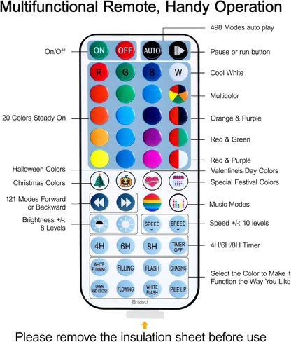 66ft 200 LED RGB Christmas Lights Music Sync, 120+ Modes Remote Dimmable Outdoor Christmas Light, Mini Tree Light Indoor Plugin for Xmas