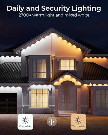 Permanent Outdoor Lights Pro 200ft, Smart RGBCW Eaves Lights with 120 LEDs, IP67 Waterproof, 111 Scene Modes for Daily and Festival, Halloween Christmas Holiday Decor, APP/Voice/Remote Control