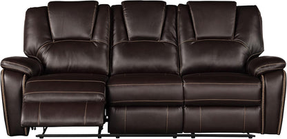 3 Piece Living Room Sofa Set,Bonded Leather Lounge Chair Loveseat Reclining Couch Recliner Sofa Sets,Brown