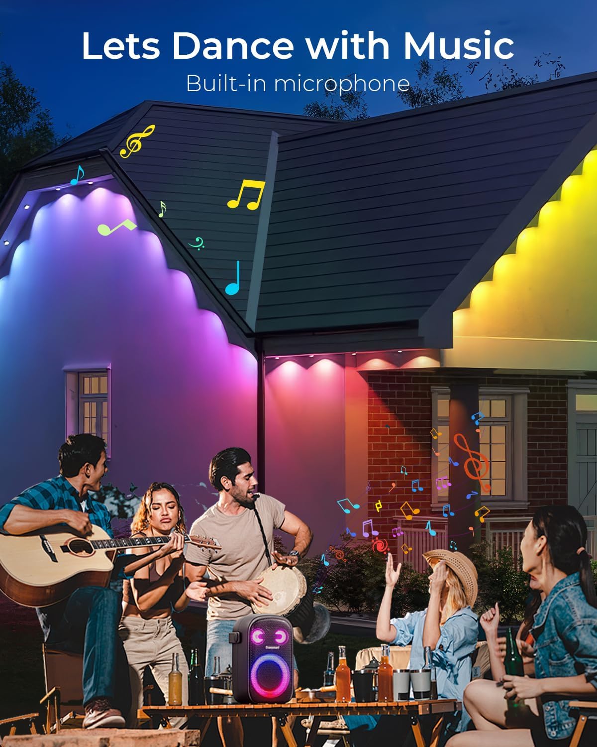 Permanent Outdoor Lights Pro 200ft, Smart RGBCW Eaves Lights with 120 LEDs, IP67 Waterproof, 111 Scene Modes for Daily and Festival, Halloween Christmas Holiday Decor, APP/Voice/Remote Control