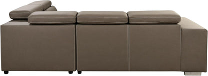 104'' Microfiber L Shaped Sectional Sleeper Sofa Couch with Pull Out Bed and Storage Ottoman, Convertible Couches with Adjustable Headrest for Living Room, Right Facing Chaise. Beige