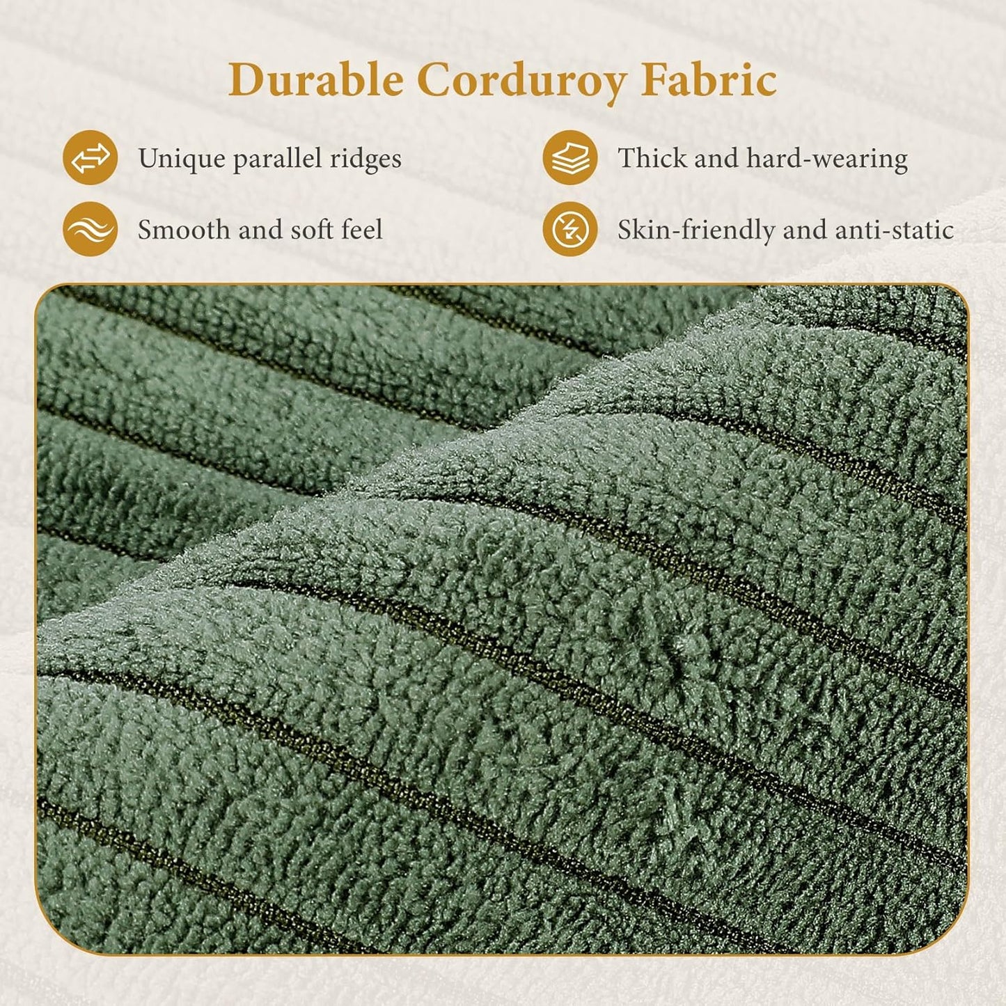 38.5" Accent Chair with Movable Ottoman, Comfy Corduroy Armchair with Spring Cushion, Reading Chair with Ottoman, Modern Single Sofa for Living Room, Bedroom and Apartment, Green