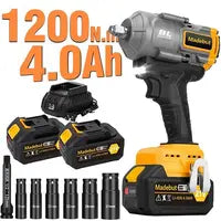 【Black Friday Deal】 12ooN.m Cordless Impact Wrench, 885Ft-lbs 1/2 inch Electric Impact Gun, High Torque Brushless Impact Wrench 2x 4.0Ah Battery, Fast Charger & 6 Sockets