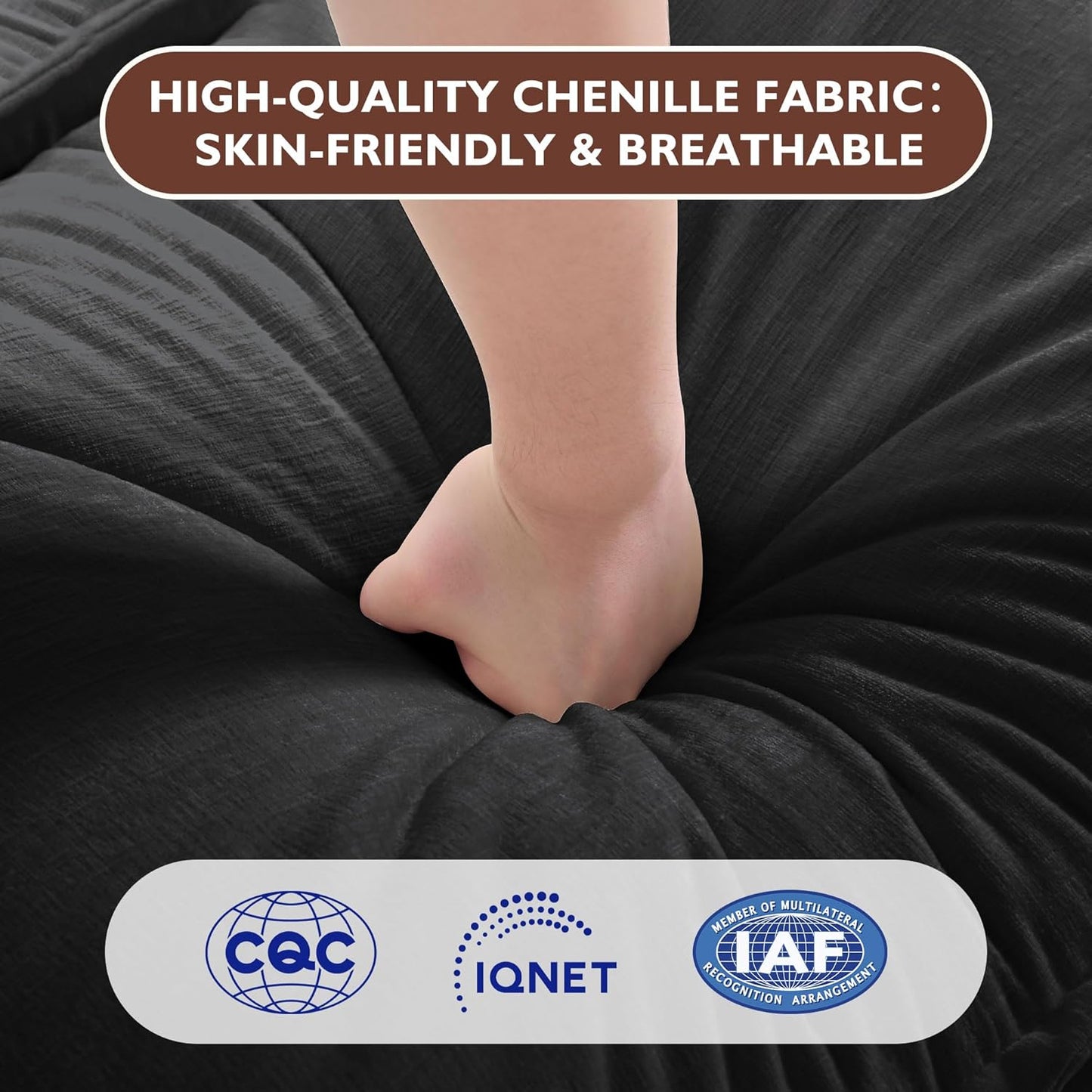 146" U-Shaped Modern Sofa Modular Sectional Cloud Couch with 2 Ottoman, 6-Seat Chenille Deep Seat Sofa with 6 Pillows for Living Room, Bedroom and Apartment, Grey