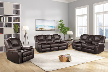 3 Piece Living Room Sofa Set,Bonded Leather Lounge Chair Loveseat Reclining Couch Recliner Sofa Sets,Brown