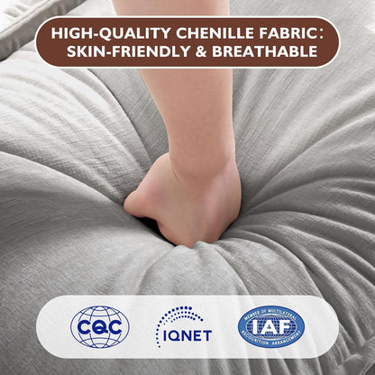 146" U-Shaped Modern Sofa Modular Sectional Cloud Couch with 2 Ottoman, 6-Seat Chenille Deep Seat Sofa with 6 Pillows for Living Room, Bedroom and Apartment, Grey